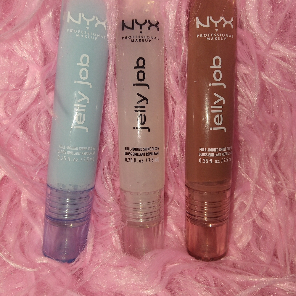 Jelly Lip Gloss Set - Blue, Clear, Brown